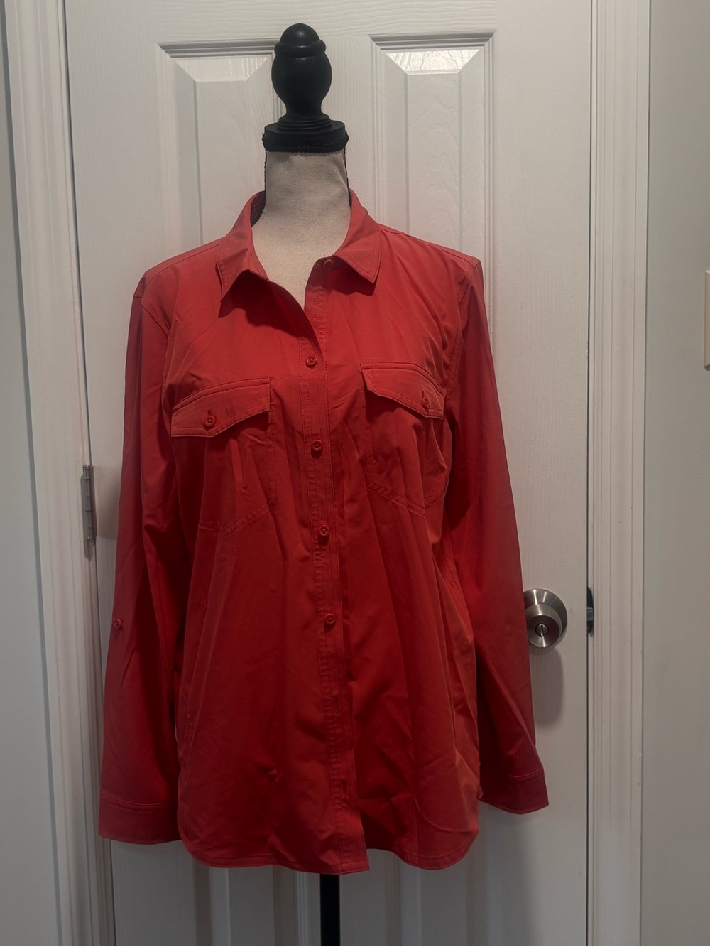 🔴Eddie Bauer Coral-Red Button Down Shirt - Picture 2 of 12